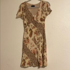 Brown and Cream Mini Wrap Sundress